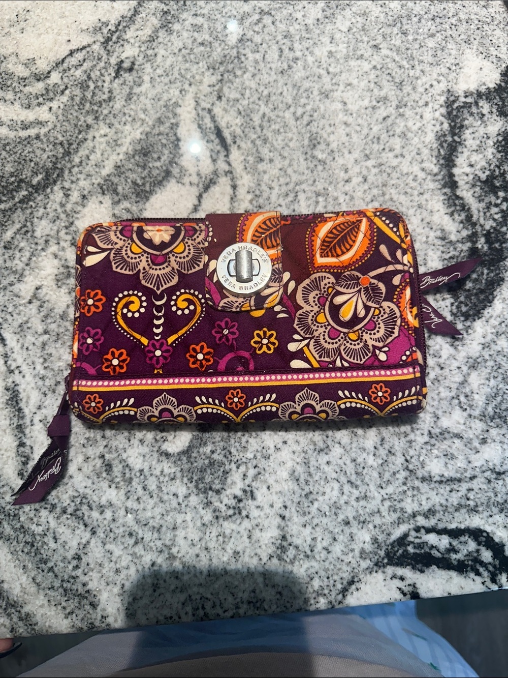 Vera Bradley Plum Floral Turn-Lock Quilted Wallet